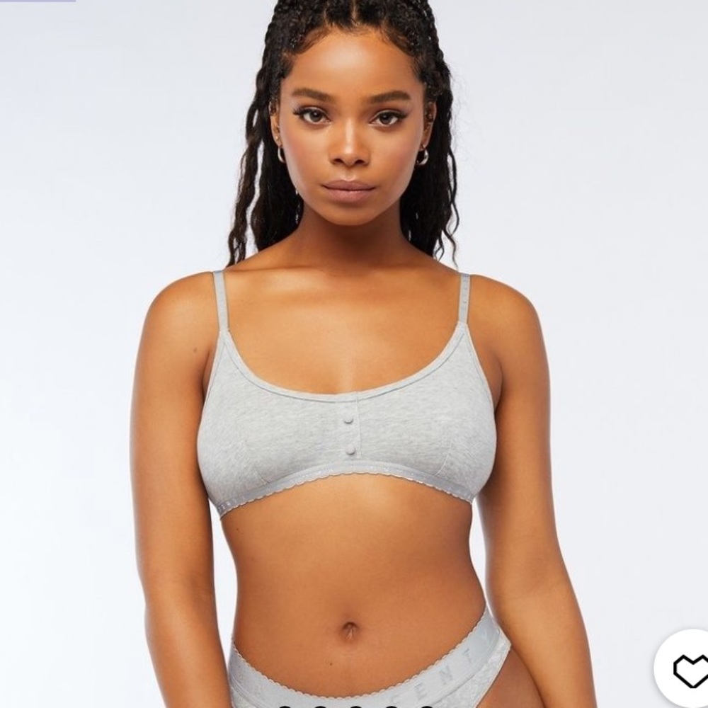 Savage X Cotton Jersey Bralette in Platinum Grey